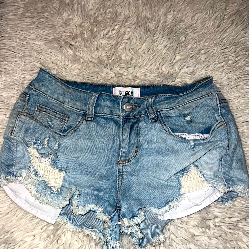 PINK Victoria Secret Denim Low Cut Shorts
